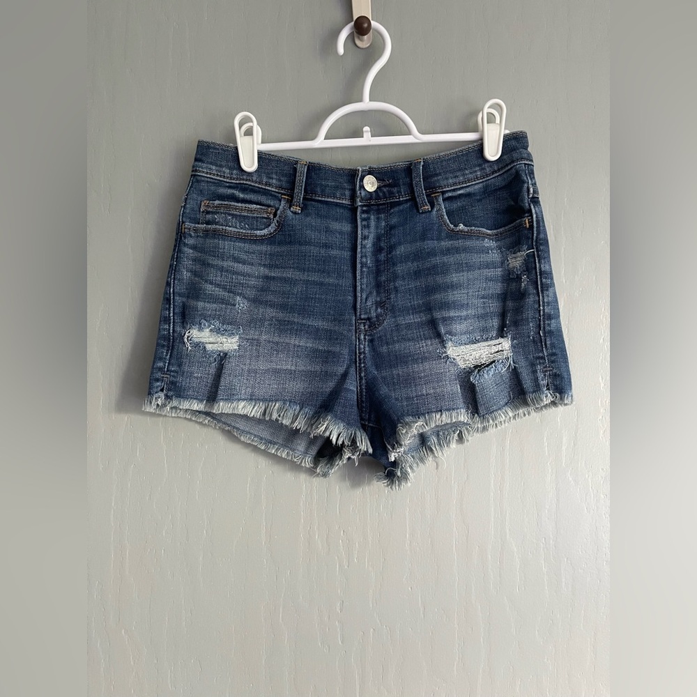 Abercrombie & Fitch High Rise Blue Jean Shorts Distressed Cut-Off Women’s 6/W28